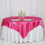 Satin 72"x72" Table Overlay Square Tablecloth Fuchsia - Smooth Finish Table Cover