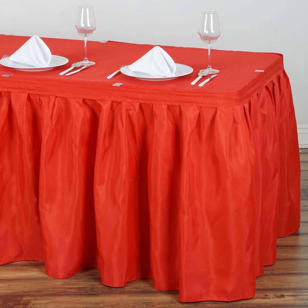 Polyester 17ft Table Skirt Red - Classic Pleated Design