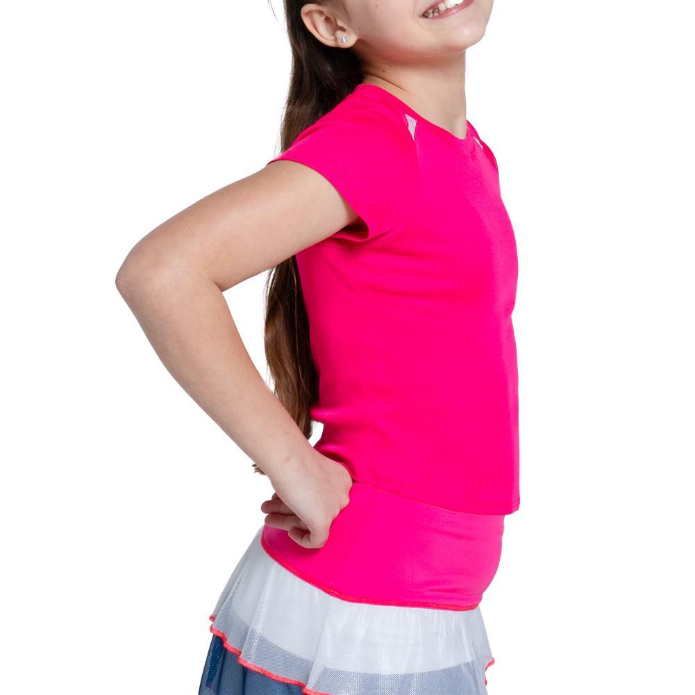 Girls' Hip To It Short Sleeve Tennis Top Shocking Pink - Bell Racket Store