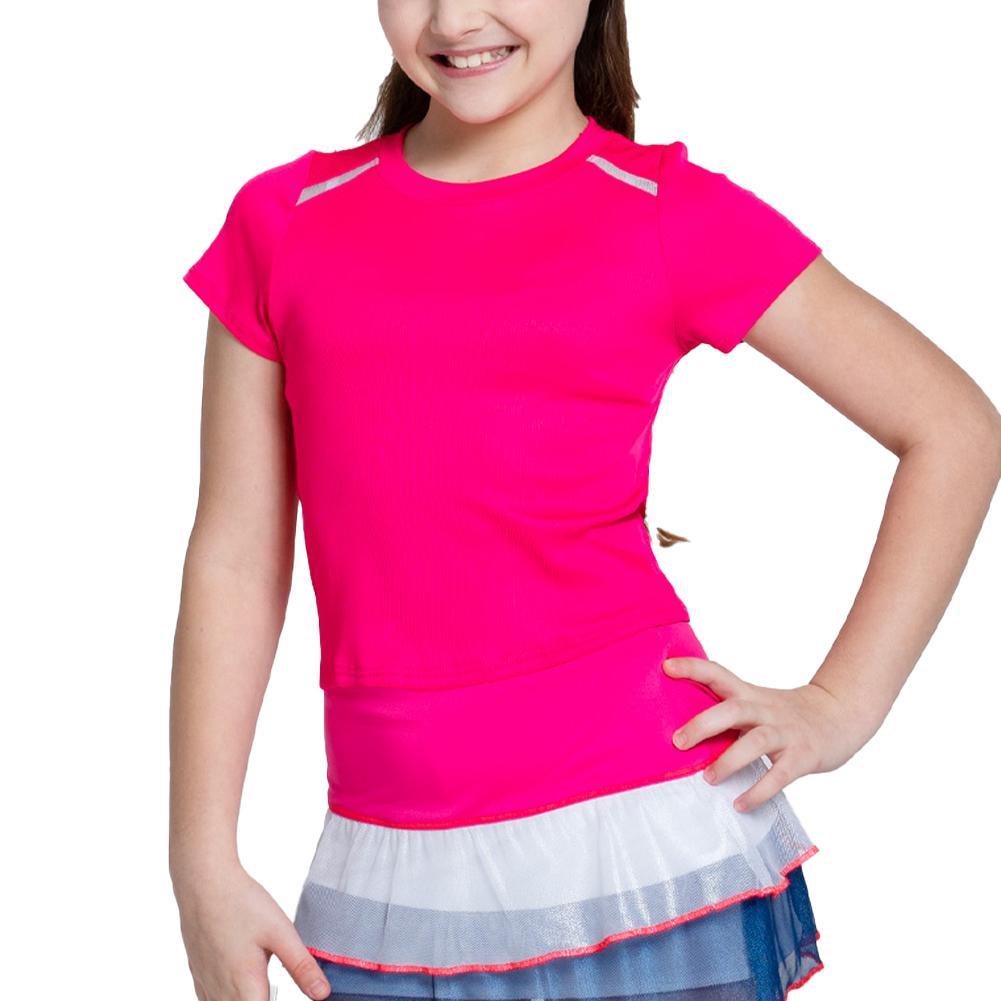 Girls' Hip To It Short Sleeve Tennis Top Shocking Pink - Bell Racket Store