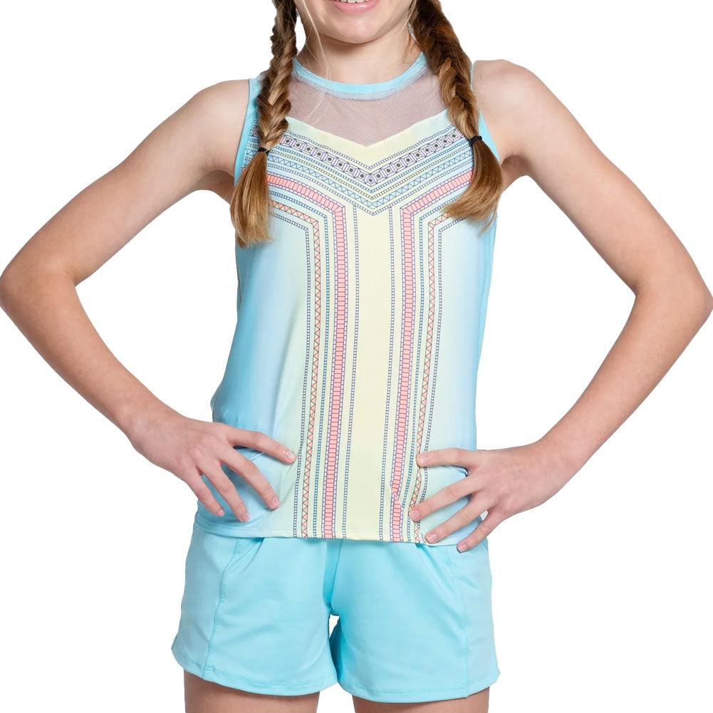 Girls' Lucky Club Tie Back Tennis Tank Cool Blue - Bell Racket Store
