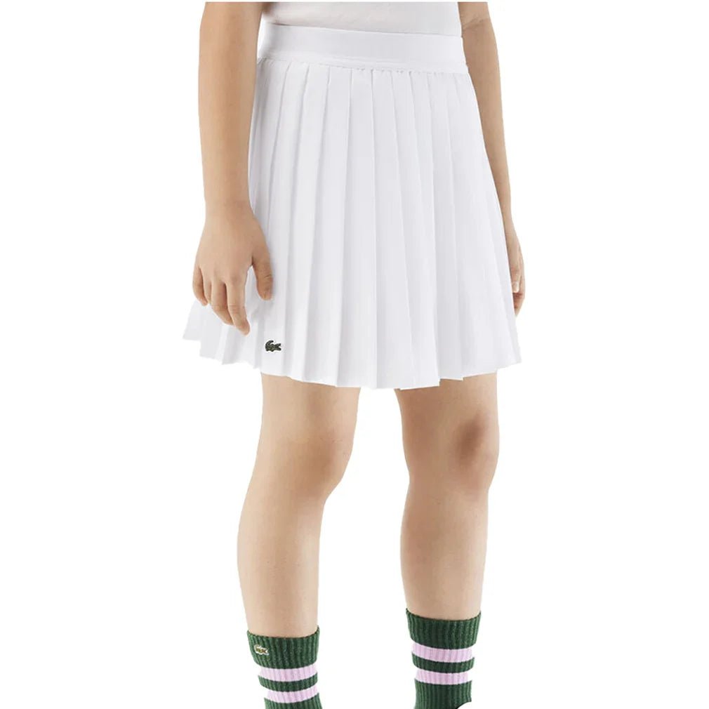 Girls' Pleated Poly Tennis Skort with Shorts Blanc - Bell Racket Store