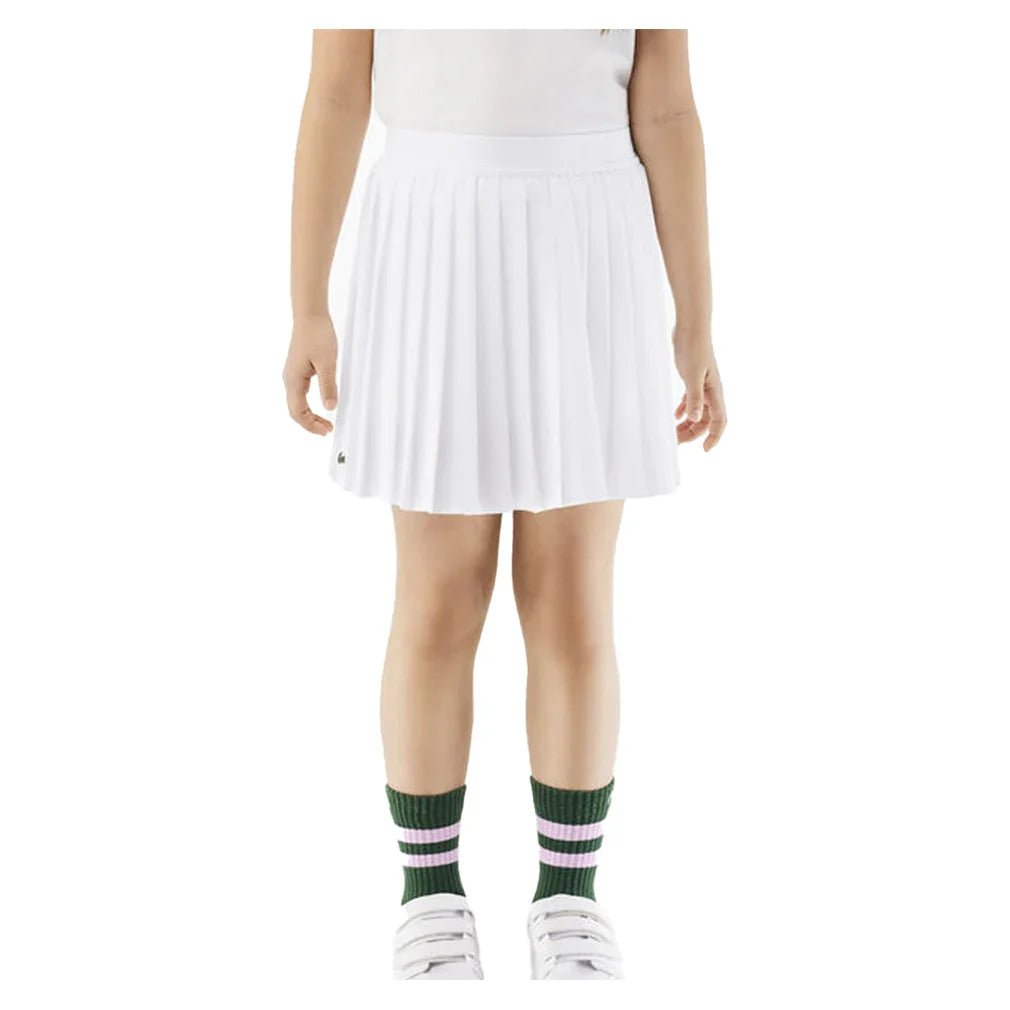Girls' Pleated Poly Tennis Skort with Shorts Blanc - Bell Racket Store
