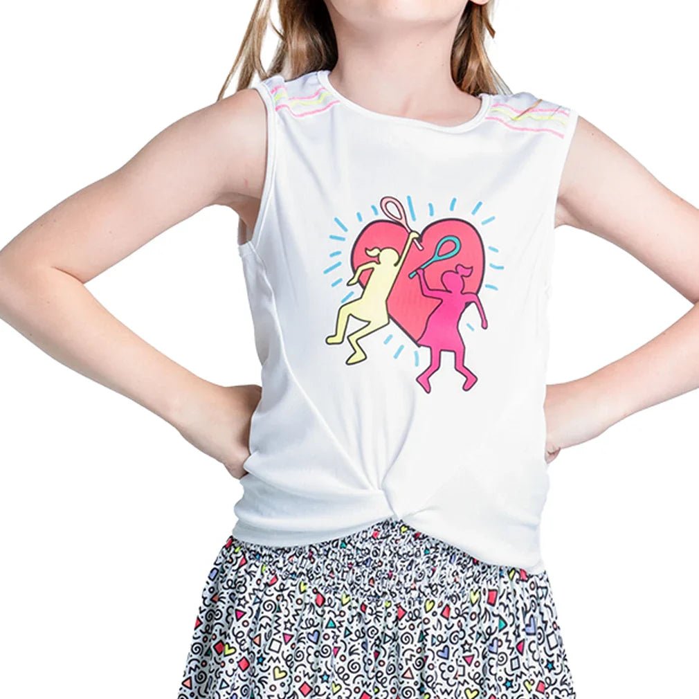Girls' Retro Doodles Tennis Tank Multicolor - Bell Racket Store