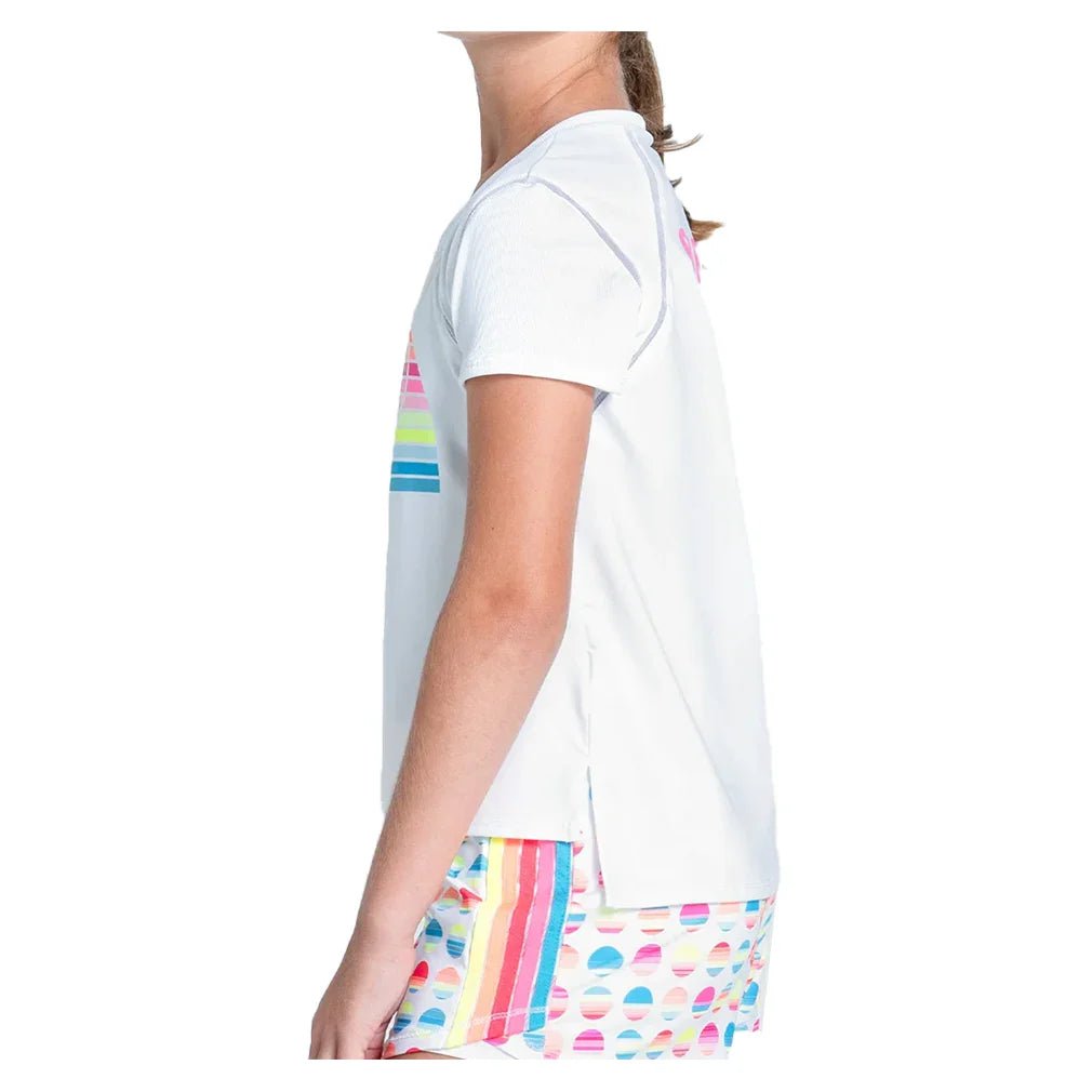 Girls' Retro Sunset Short Sleeve Tennis Top White - Bell Racket Store