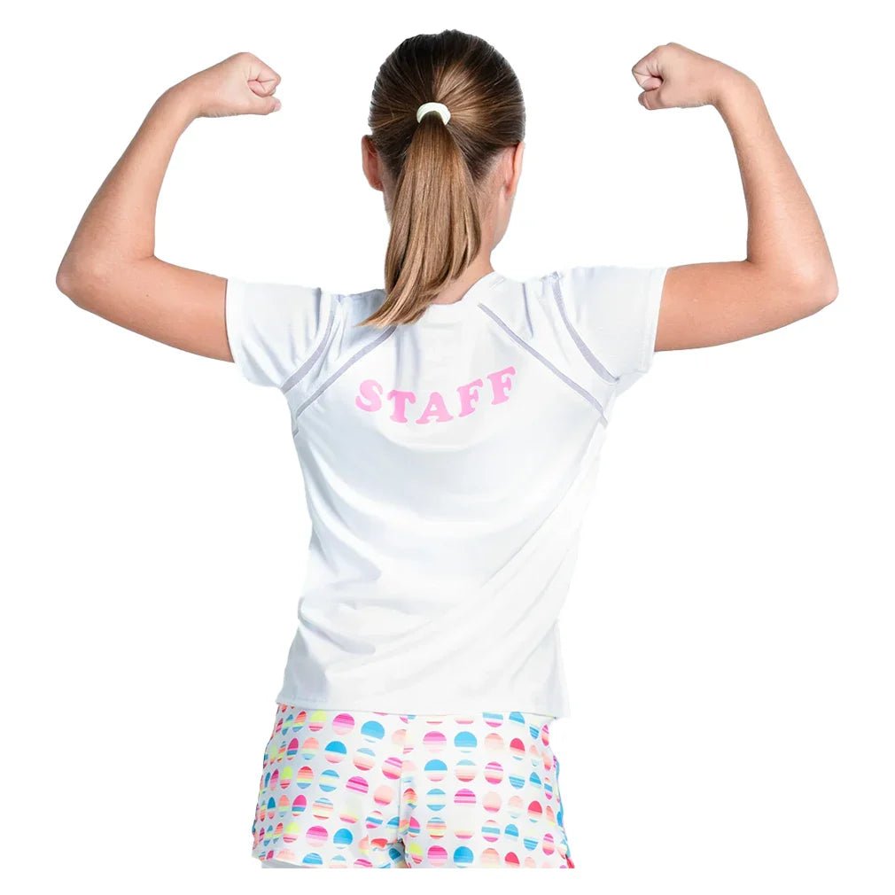 Girls' Retro Sunset Short Sleeve Tennis Top White - Bell Racket Store