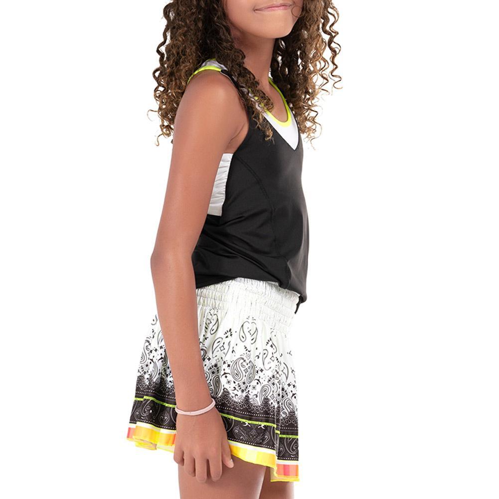 Girl's Serves Up Bralette Tennis Tank White and Black - Bell Racket Store