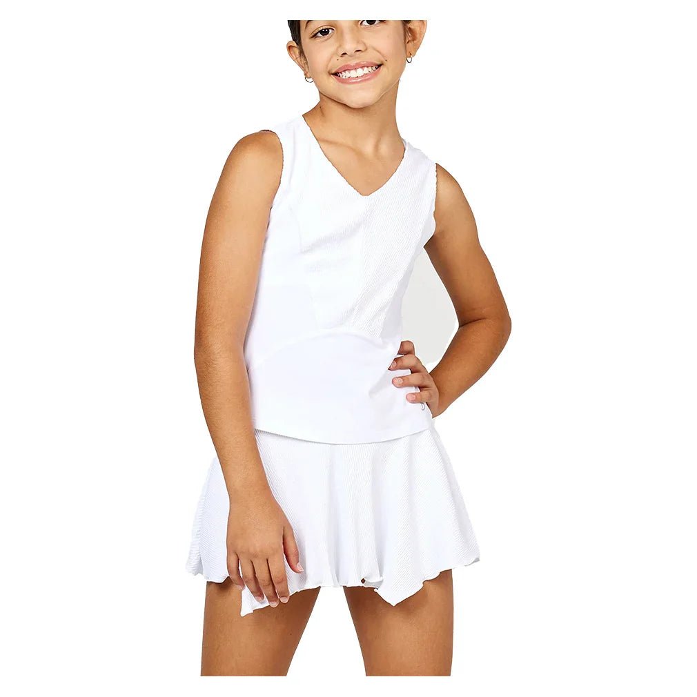 Girls' Tennis Tank White and Ripple Jersey - Bell Racket Store