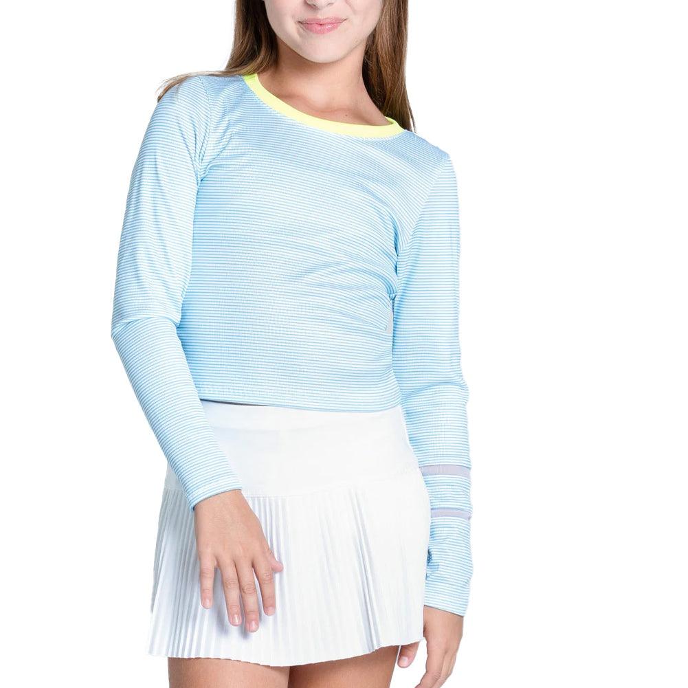 Girls' Victory Steak Long Sleeve Tennis Top Ocean - Bell Racket Store