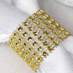 10 Pack Rhinestone Napkin Rings with Velcro Brooch Buckle Gold - Stylish Design for Chair Sashes