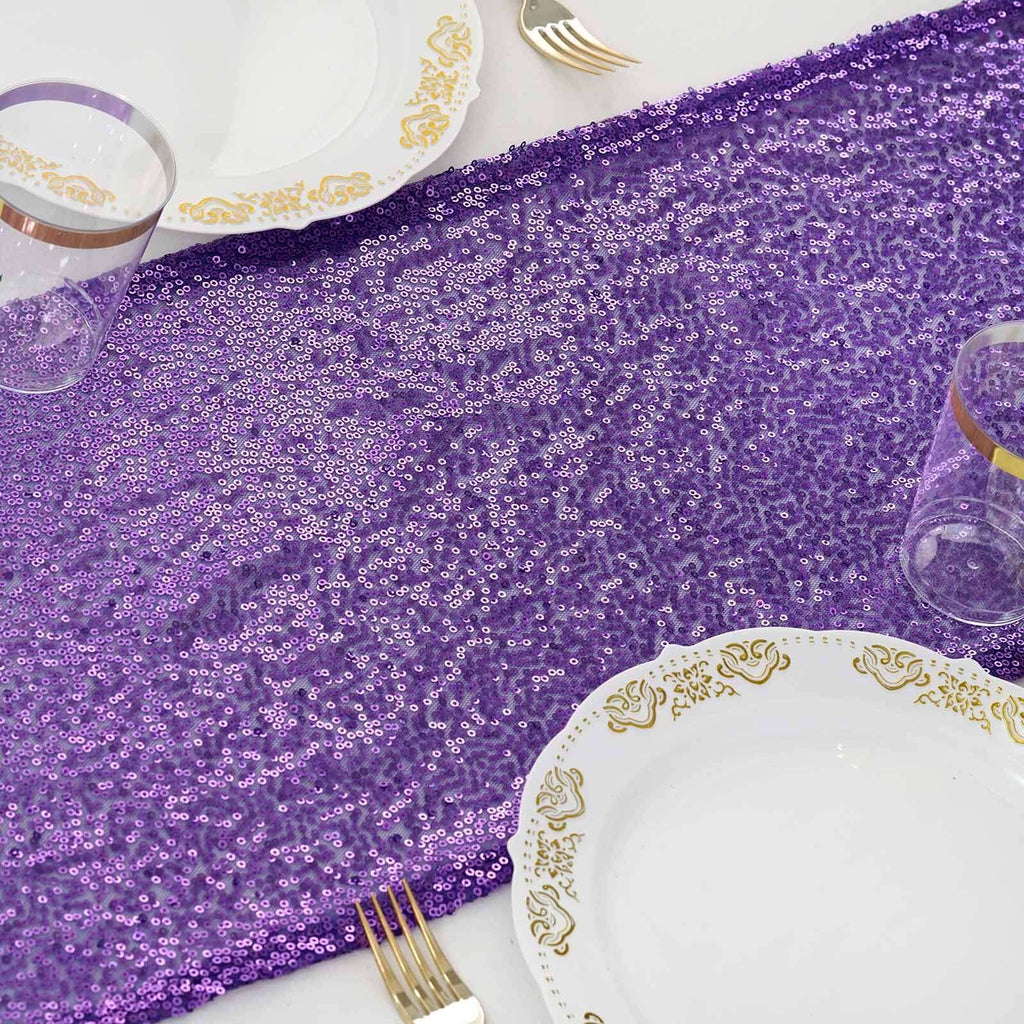 Sequin 12"x108" Table Runner Purple - Glittering Design