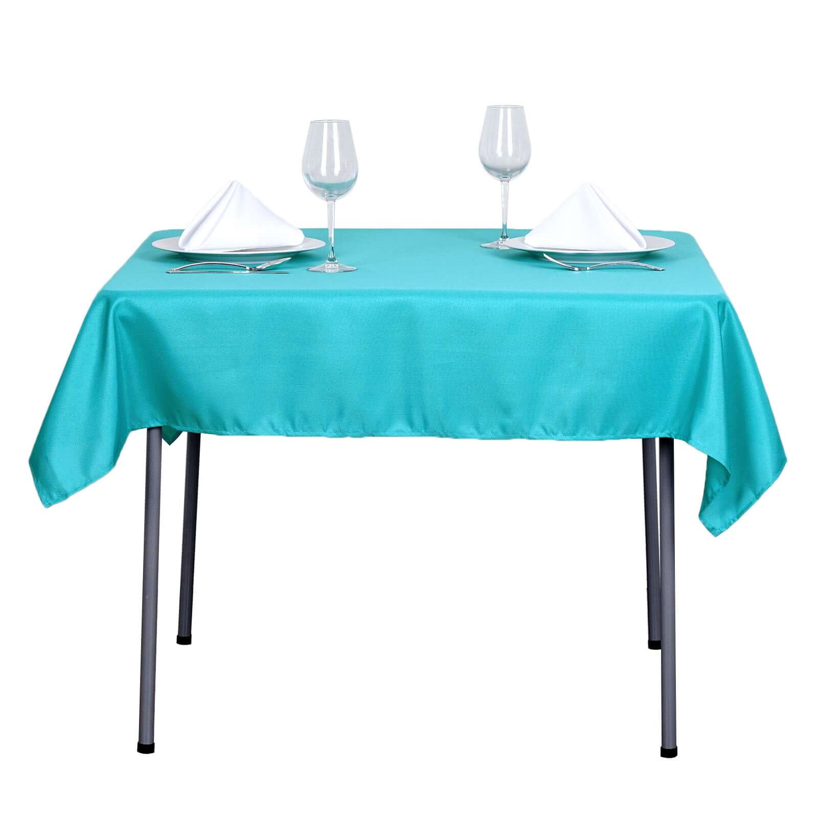 Polyester Square 54"x54" Tablecloth Turquoise - Wrinkle-Resistant & Durable Table Cover