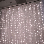 20ftx10ft White Sheer Organza w Warm LED Lights Decorative Curtain Panel
