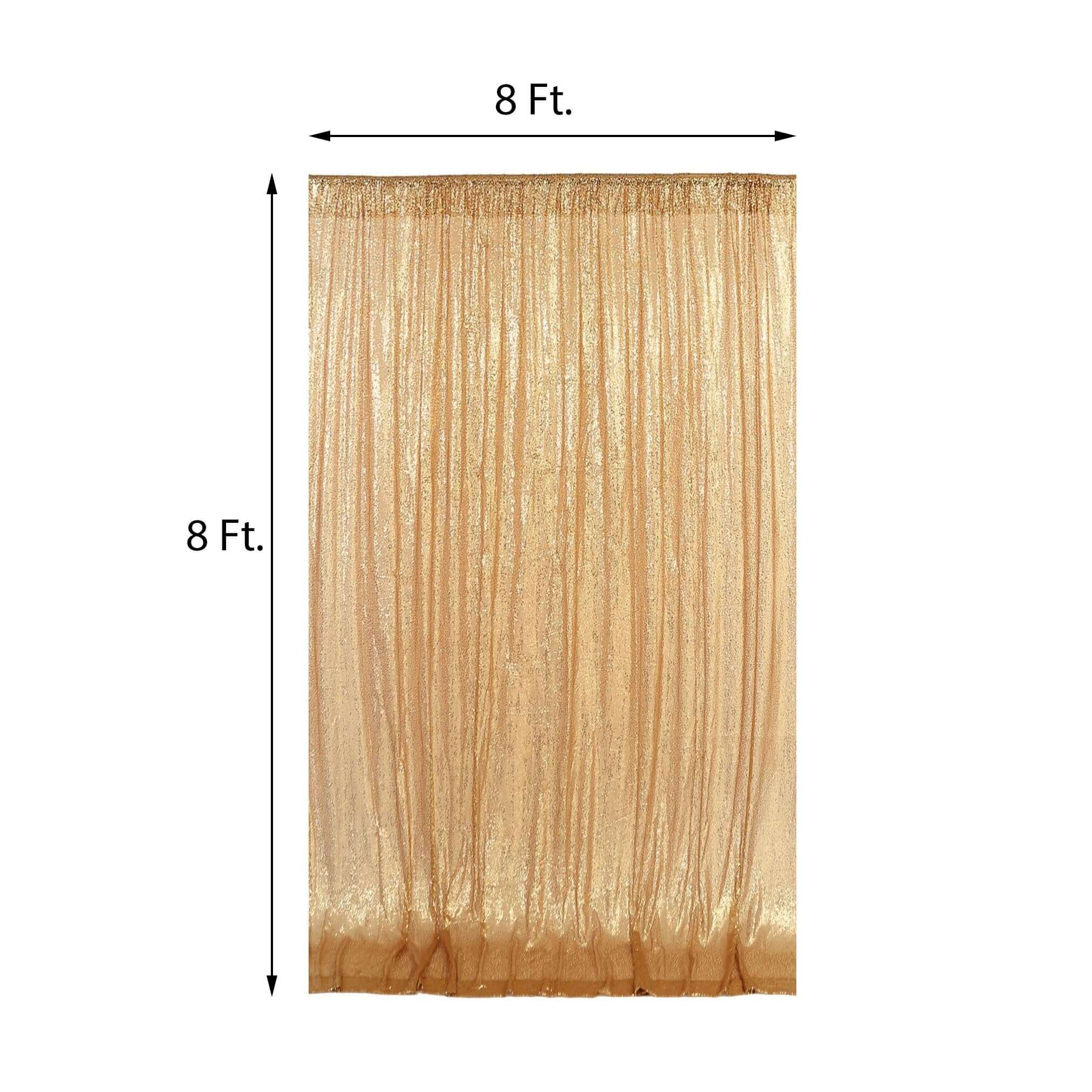 8ftx8ft Gold Sequin Event Curtain Drapes, Backdrop Event Panel