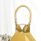 Stainless Steel Candle Lantern Crown Top Design Gold - Outdoor Metal Patio Lantern Centerpiece 14"