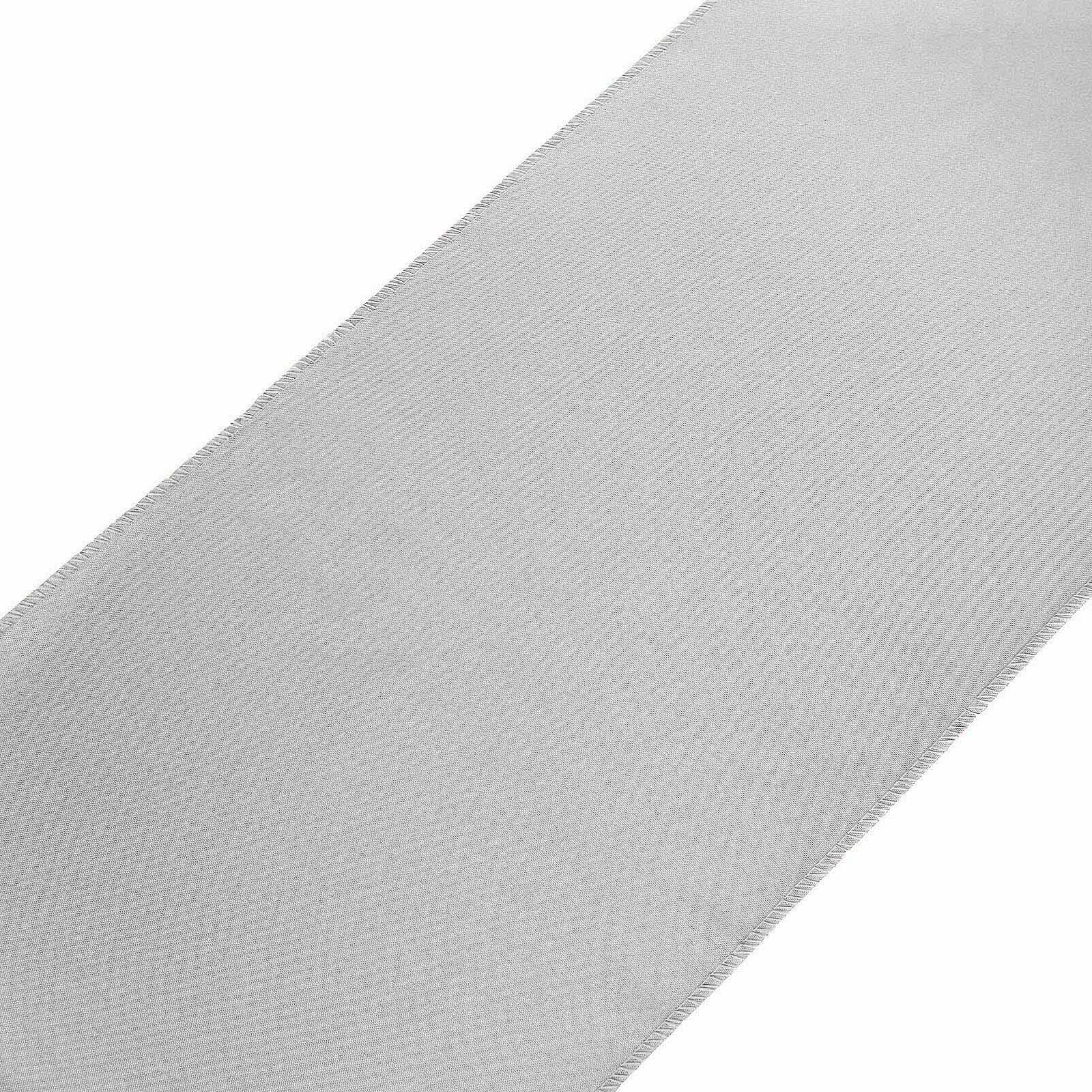 Polyester 12"x108" Table Runner Silver - Durable & Wrinkle-Resistant Table Decor