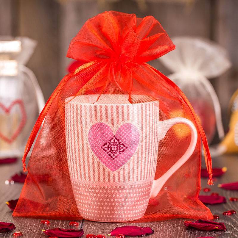 10 Pack 5"x7" Red Organza Drawstring Wedding Party Favor Gift Bags