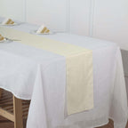 Faux Linen 12"x108" Table Runner Ivory - Slubby Textured & Wrinkle Resistant Table Decor