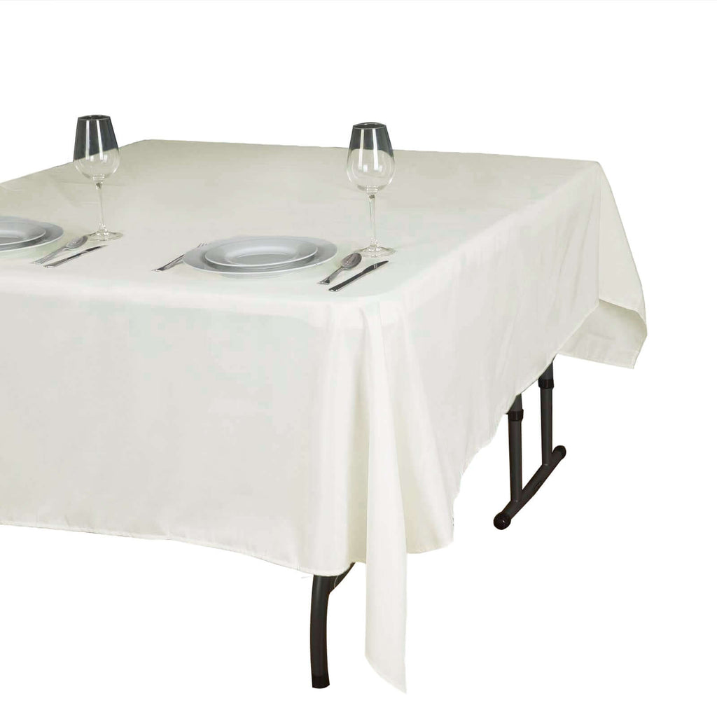 Polyester Square 70"x70" Tablecloth Ivory - Wrinkle-Resistant & Durable Table Cover
