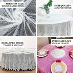 Lace 120" Round Tablecloth White - Seamless Premium Design for Upscale Celebrations