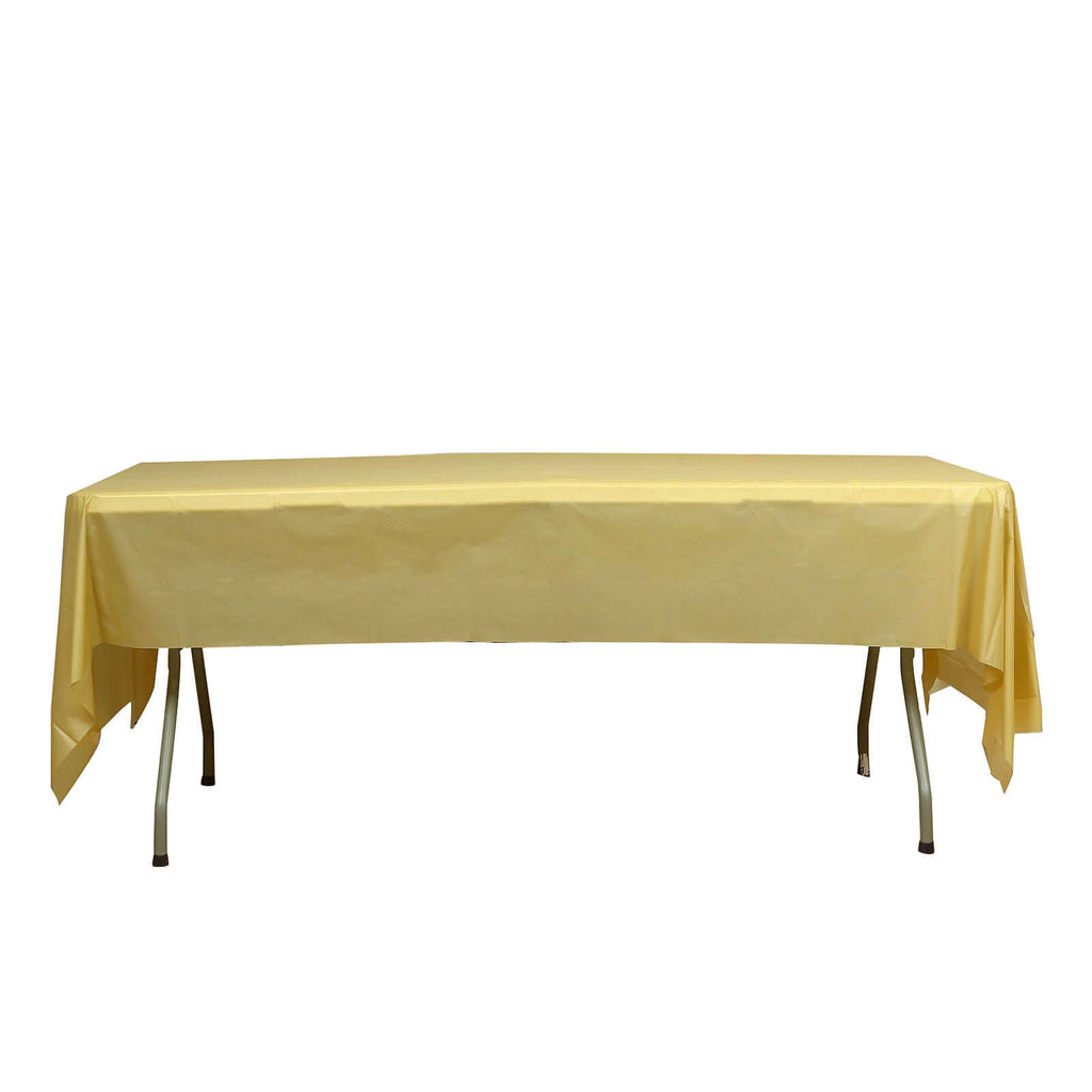 5-Pack Plastic Table Covers Gold Rectangle - Reliable PVC Disposable Covers for Gatherings 54"x108"