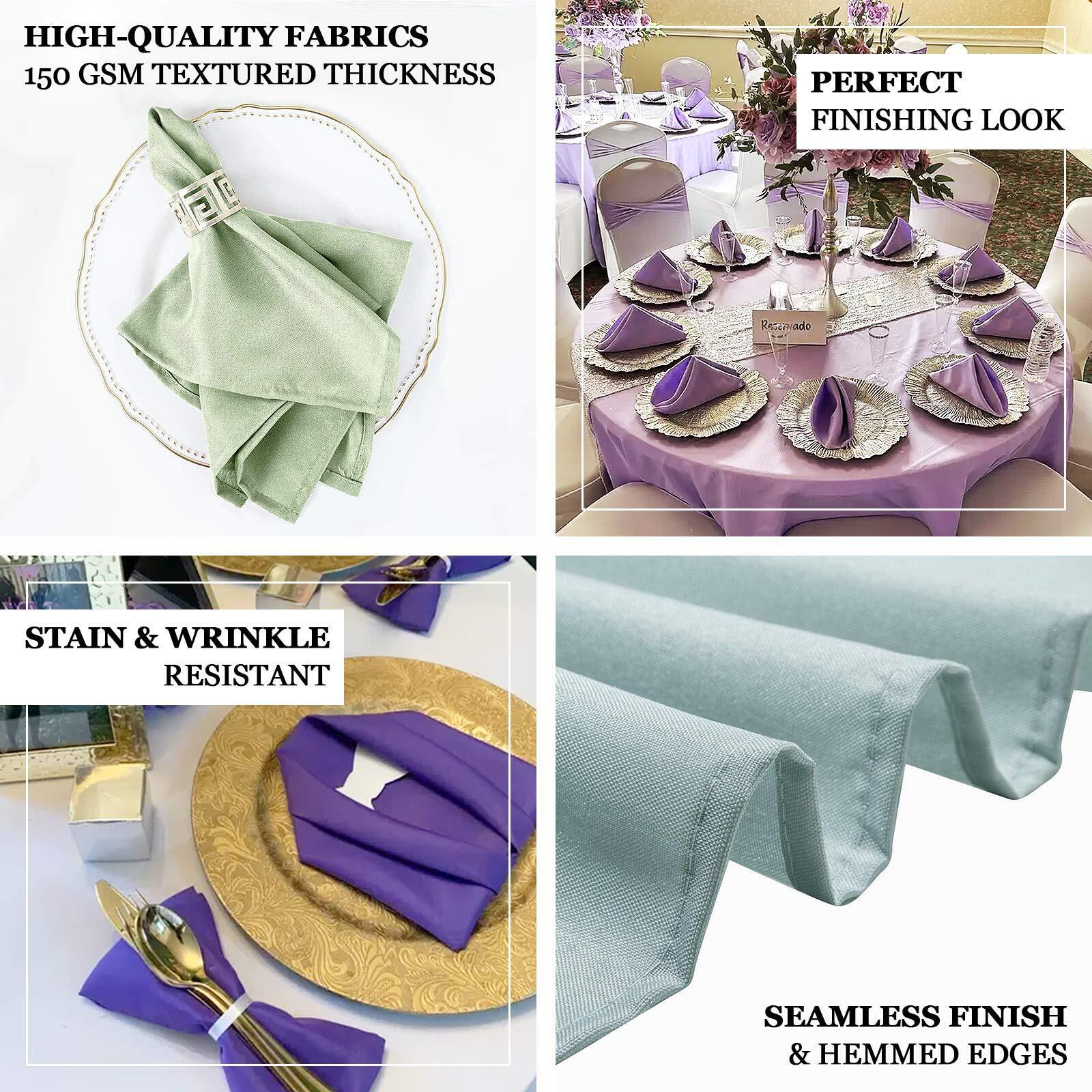 5 Pack Polyester 20"x20" Napkins Sage Green - Wrinkle Resistant & Easy Care Cloth Napkins