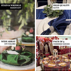 5 Pack Satin 20"x20" Napkins Silver - Luxurious Shine & Smooth Dinner Napkins