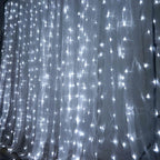 20ftx10ft White Sheer Organza w Cool LED Lights Decorative Curtain Panel