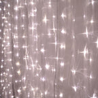 20ftx10ft White Sheer Organza w Warm LED Lights Decorative Curtain Panel