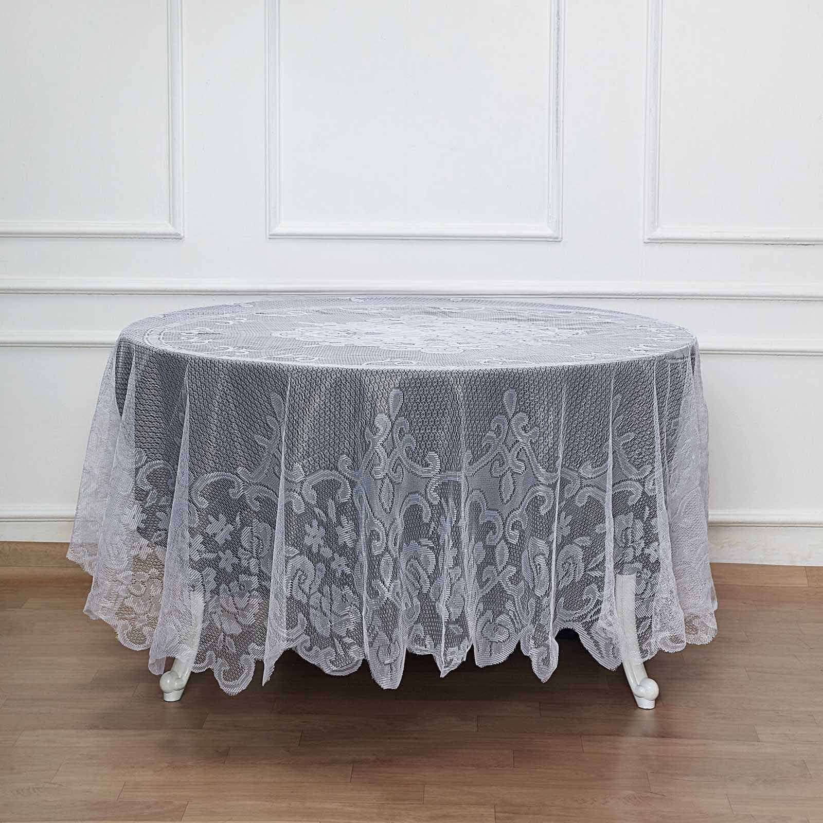 Lace 90" Round Tablecloth White - Premium Design for Versatile Table Decor