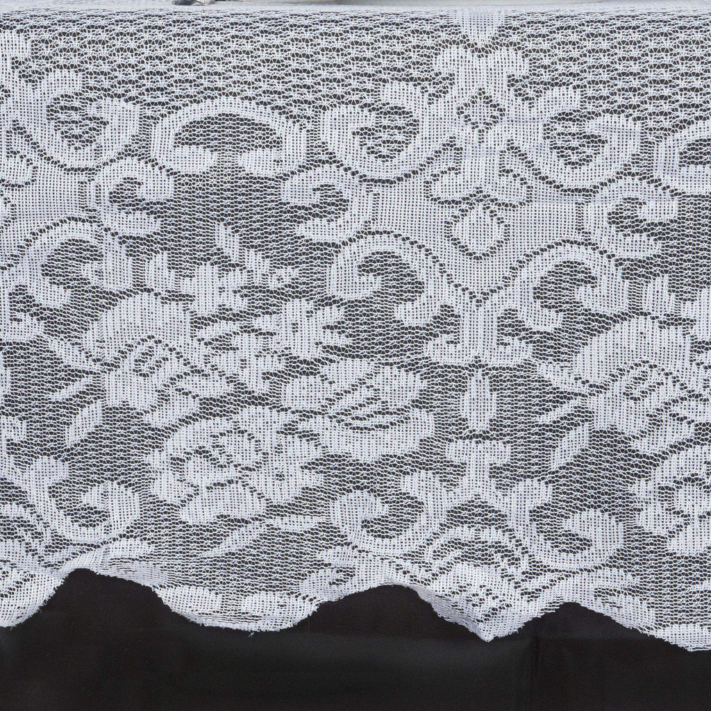Lace 60"x126" Rectangular Oblong Tablecloth White - Premium Finish for Sophisticated Occasions