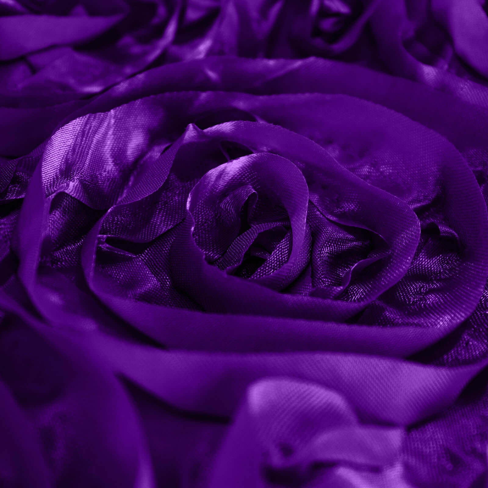 Satin 90"x132" Rectangle Tablecloth Purple - Grandiose 3D Rosette Seamless Table Cover