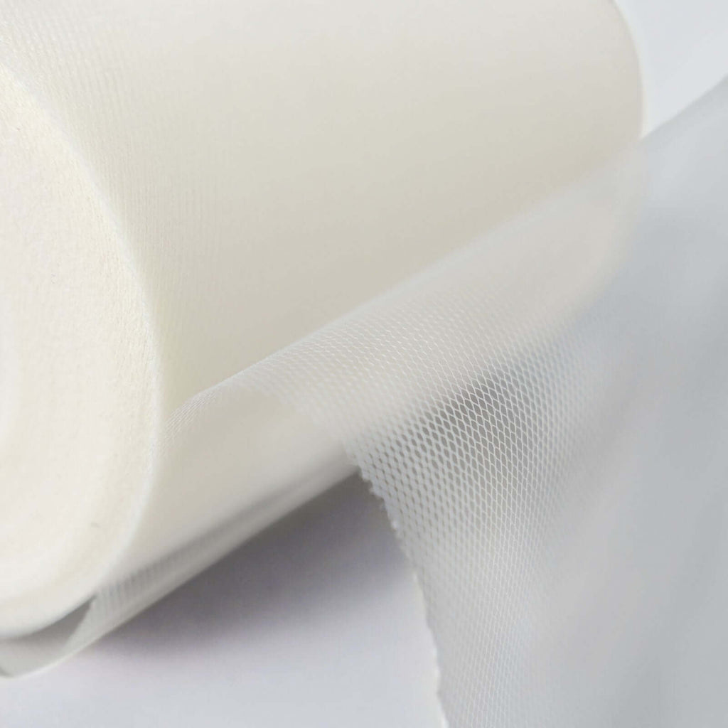 6"x100 Yards Ivory Tulle Fabric Bolt, Sheer Fabric Spool Roll For Crafts