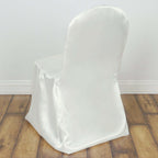 Satin Chair Covers for Banquet Chairs Ivory with Glossy Finish - Reusable Slipcovers