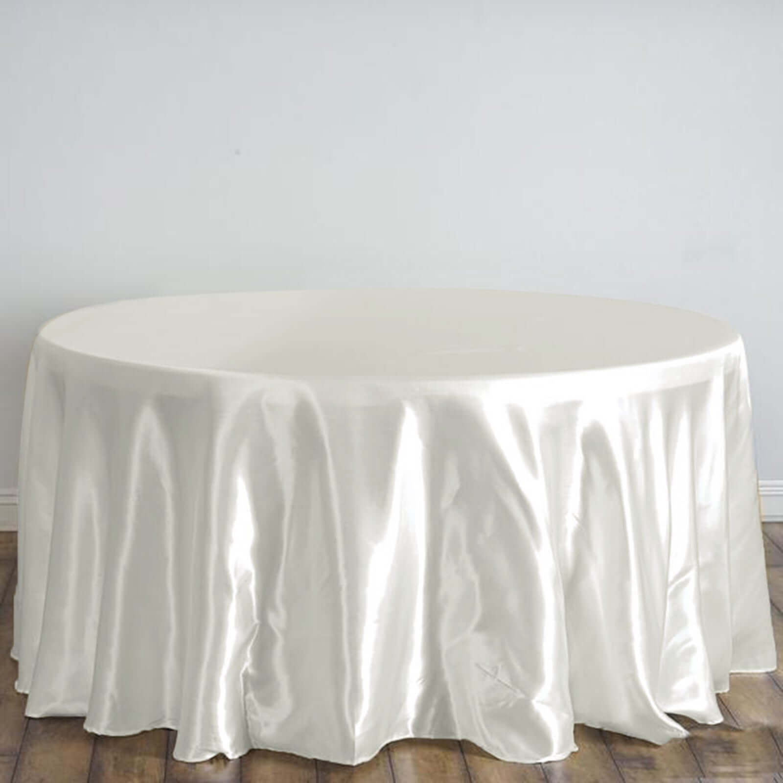 Satin 120" Round Tablecloth Ivory - Stylish Seamless Table Cover