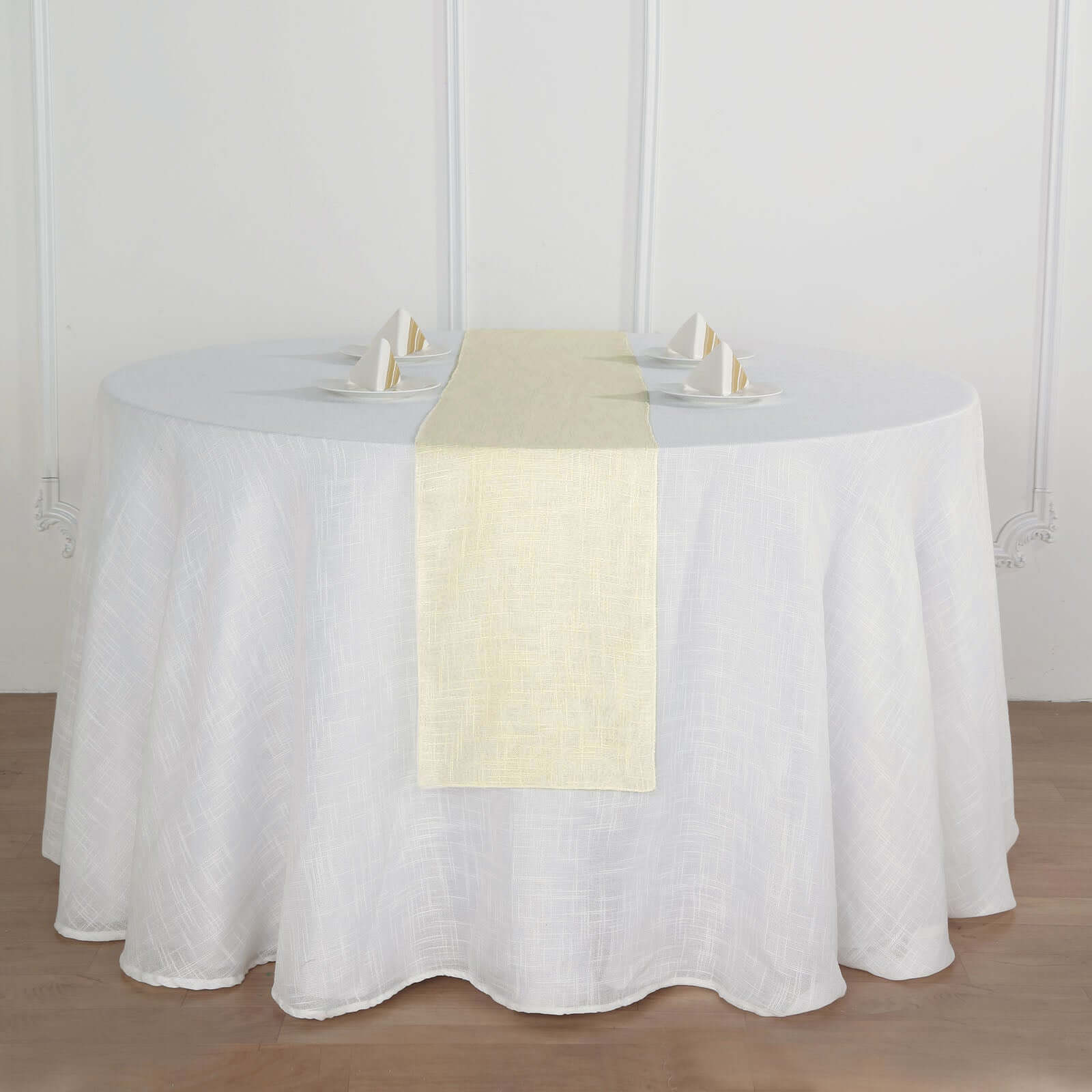 Faux Linen 12"x108" Table Runner Ivory - Slubby Textured & Wrinkle Resistant Table Decor