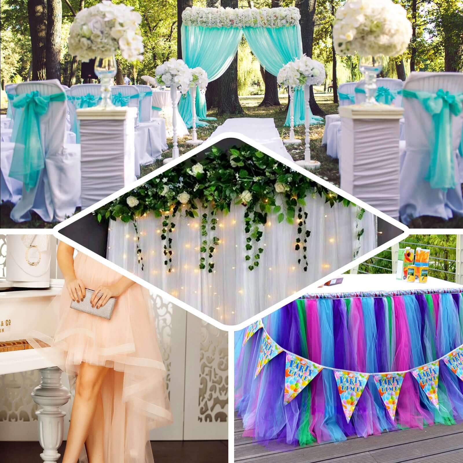 6"x100 Yards Ivory Tulle Fabric Bolt, Sheer Fabric Spool Roll For Crafts