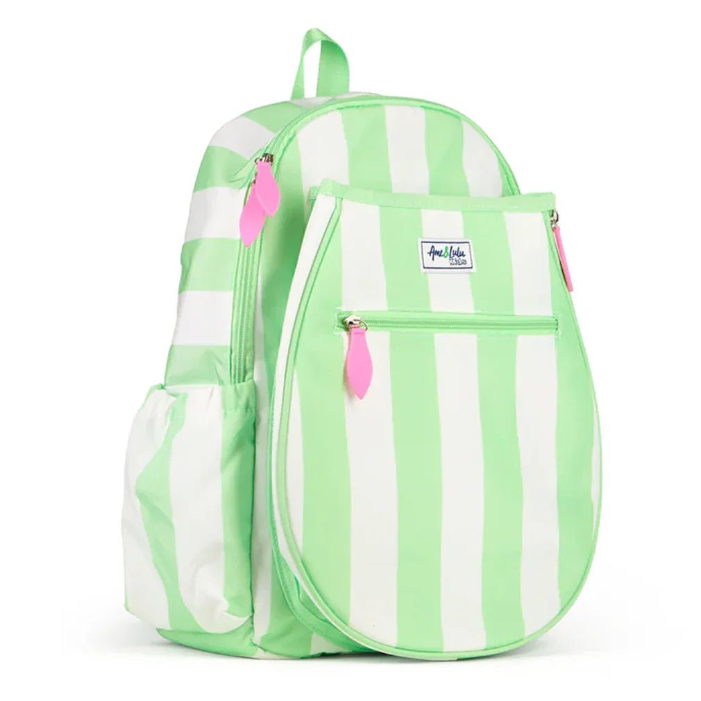 Juniors' Love Tennis Backpack Mint and White Cabana Stripe - Bell Racket Store