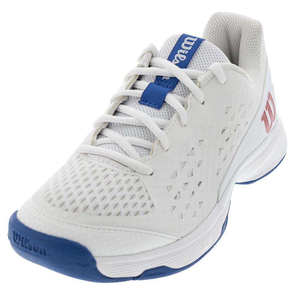 Juniors' Rush Pro Tennis Shoes White and Deja Vu Blue - Bell Racket Store