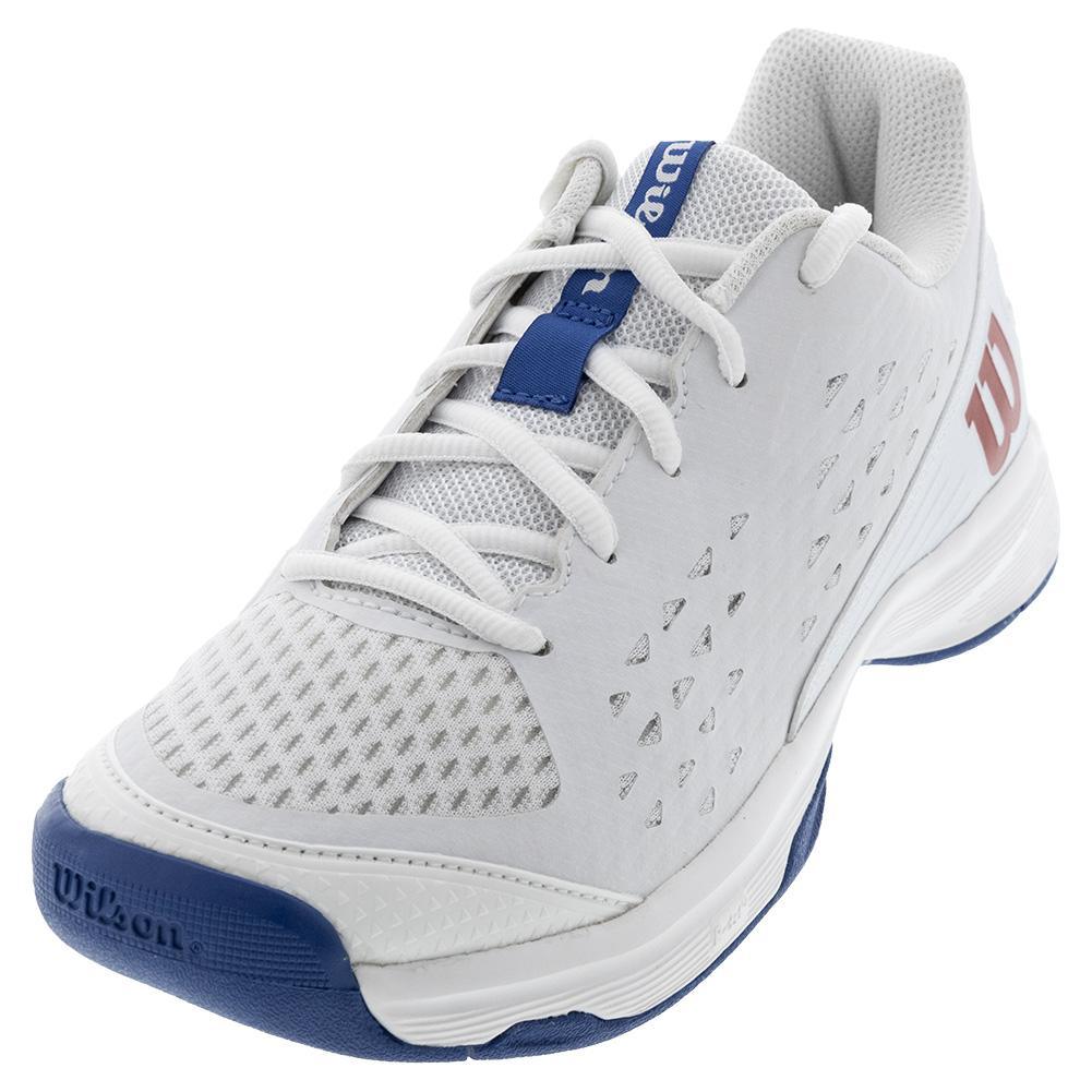 Juniors' Rush Pro Tennis Shoes White and Deja Vu Blue - Bell Racket Store