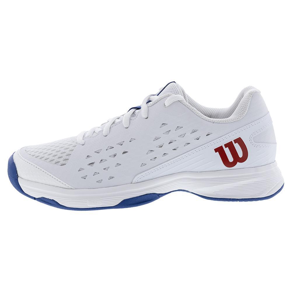 Juniors' Rush Pro Tennis Shoes White and Deja Vu Blue - Bell Racket Store