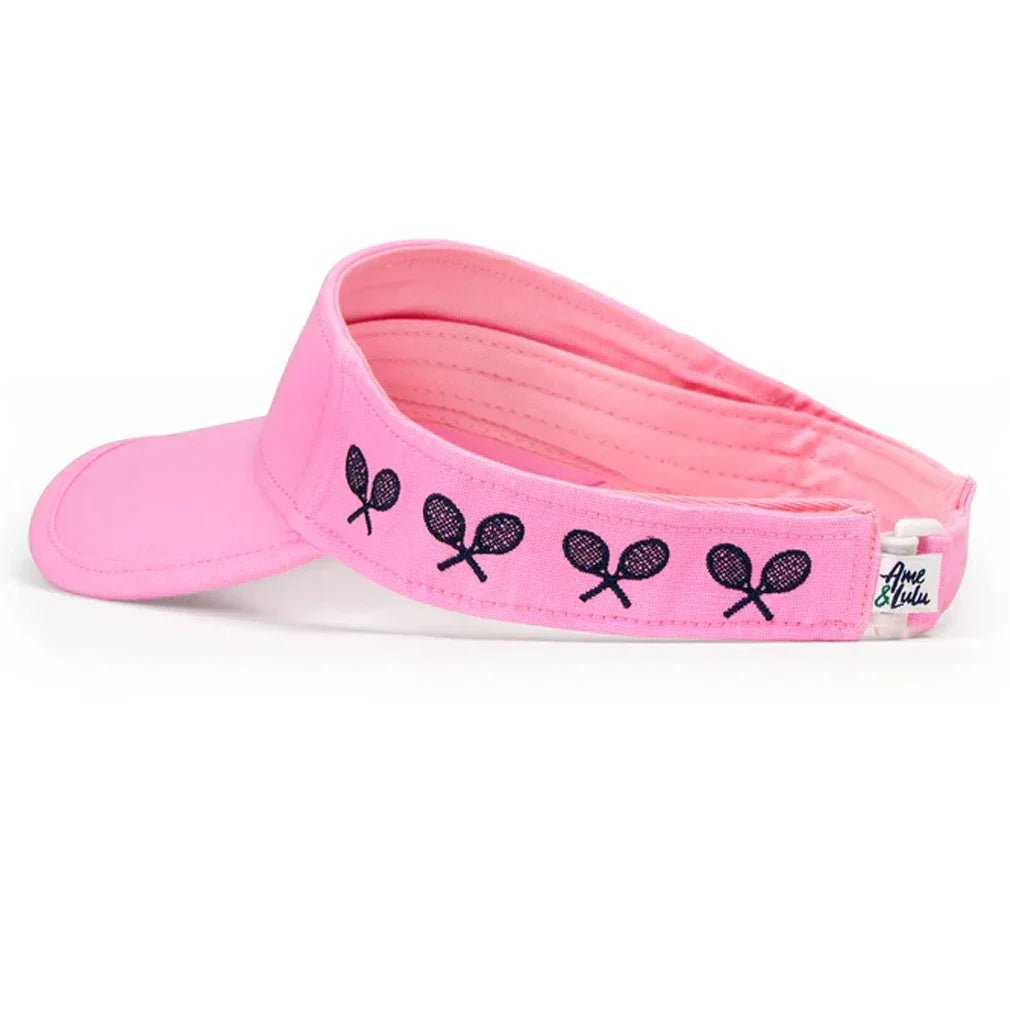 Juniors' Tennis Canvas Visor Pink Crossed Racquets - Bell Racket Store