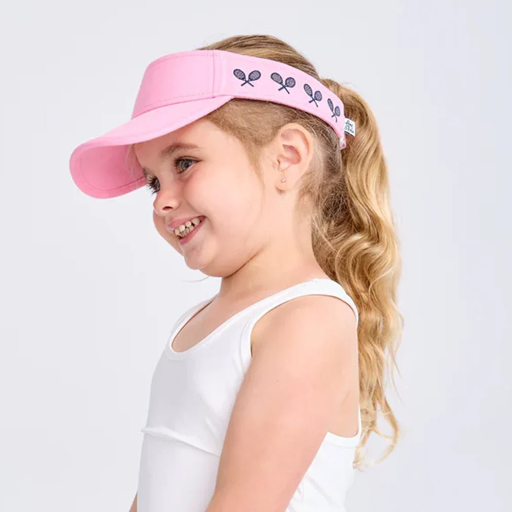 Juniors' Tennis Canvas Visor Pink Crossed Racquets - Bell Racket Store