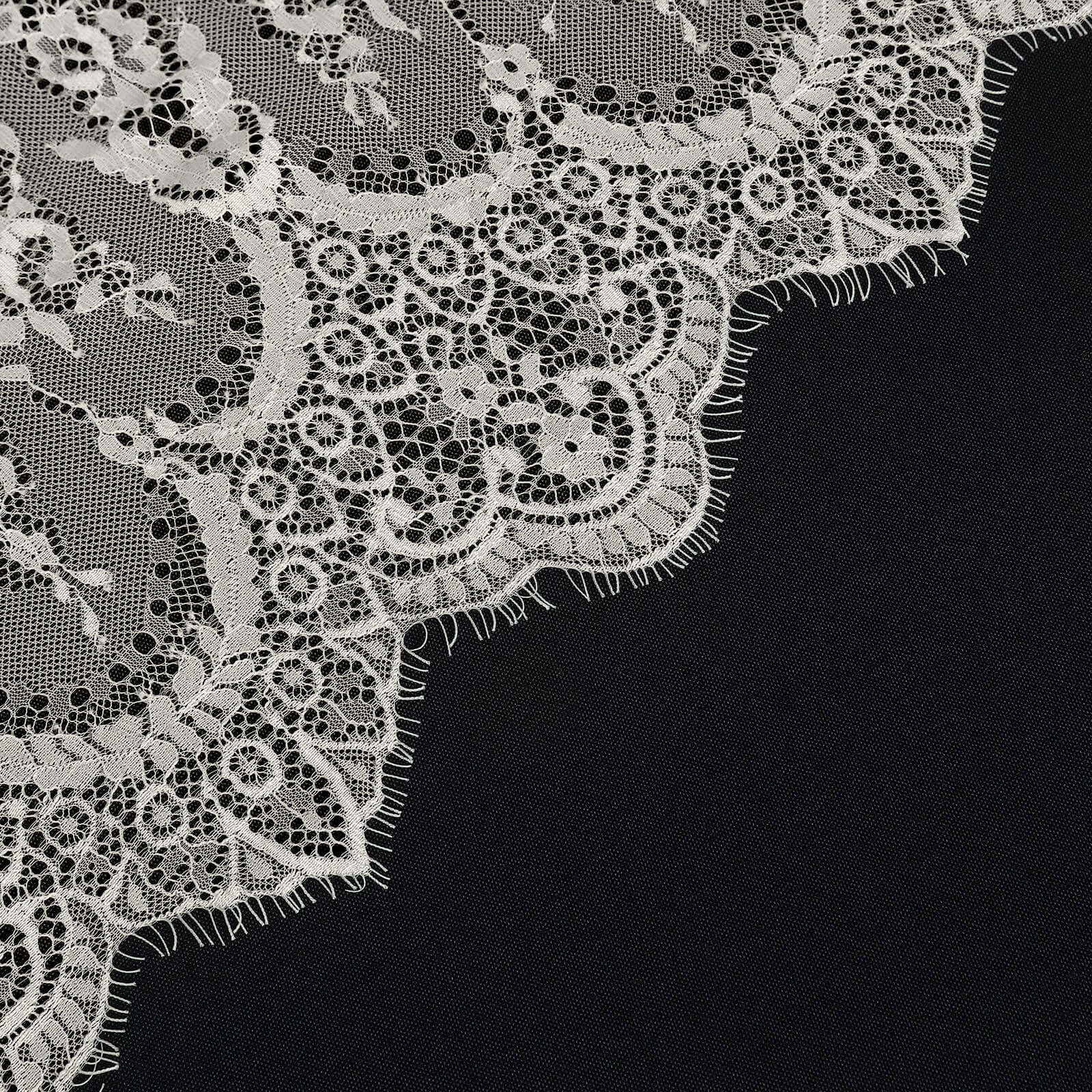 Lace 60"x120" Rectangle Tablecloth Ivory - Vintage Lace Design with Scalloped Frill Edges - Bell Racket Store