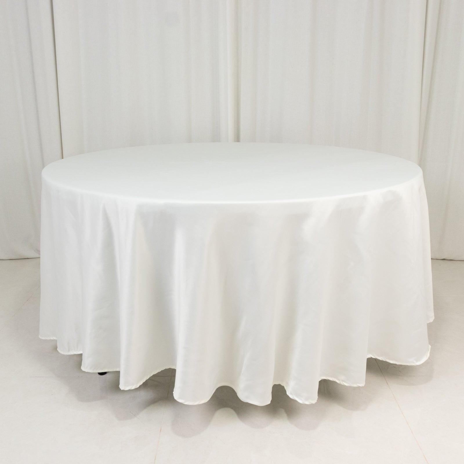 Lamour Satin 108" Round Tablecloth Ivory - Durable & Silk - Like Table Cover - Bell Racket Store