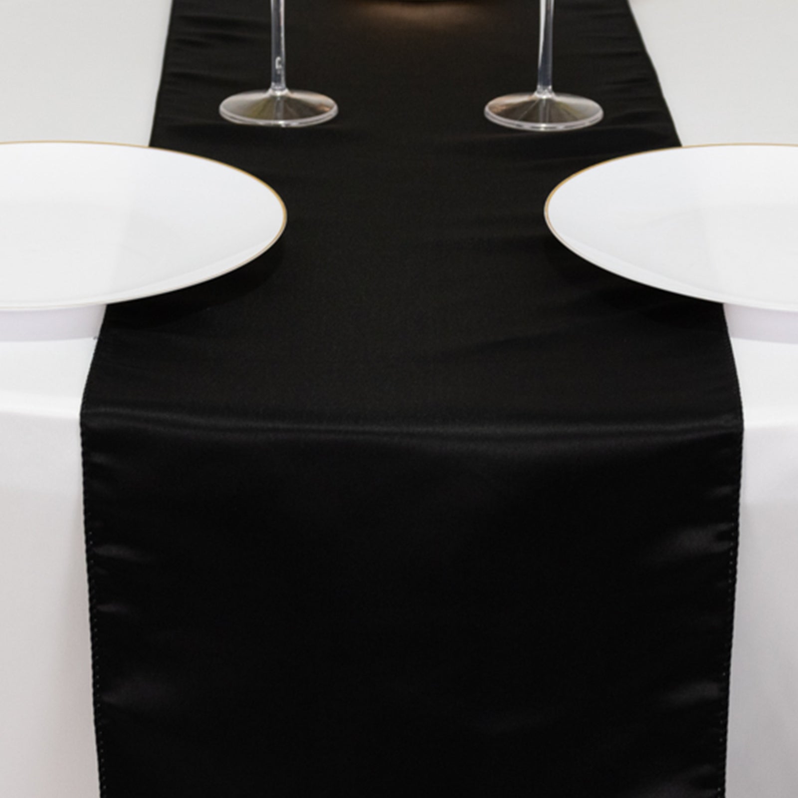 Lamour Satin 12"x108" Table Runner Black - Smooth & Lustrous Finish - Bell Racket Store