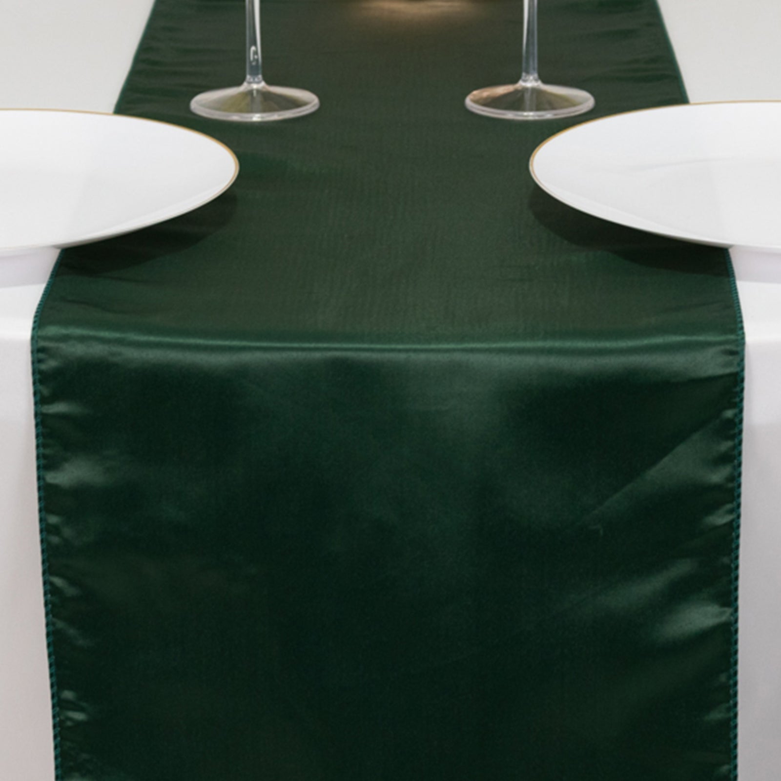 Lamour Satin 12"x108" Table Runner Hunter Emerald Green - Smooth & Lustrous Finish - Bell Racket Store