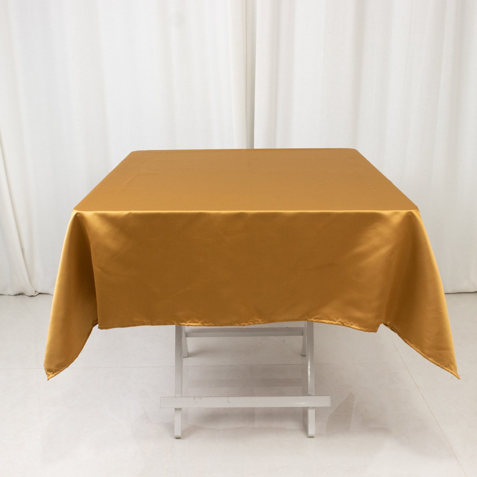 Lamour Satin 54"x54" Square Tablecloth Gold - Durable & Silk - Like Table Cover - Bell Racket Store