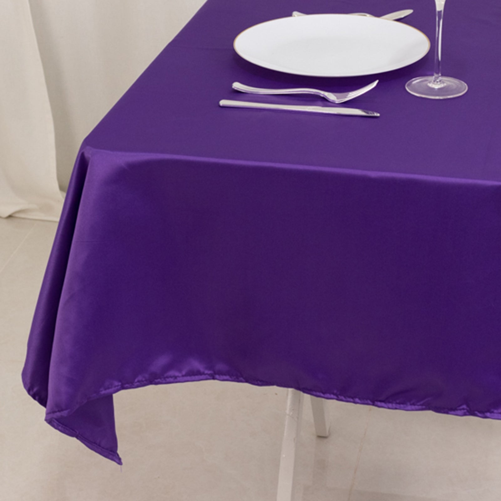 Lamour Satin 54"x54" Table Overlay Square Tablecloth Purple - Durable & Silk - Like Table Cover - Bell Racket Store