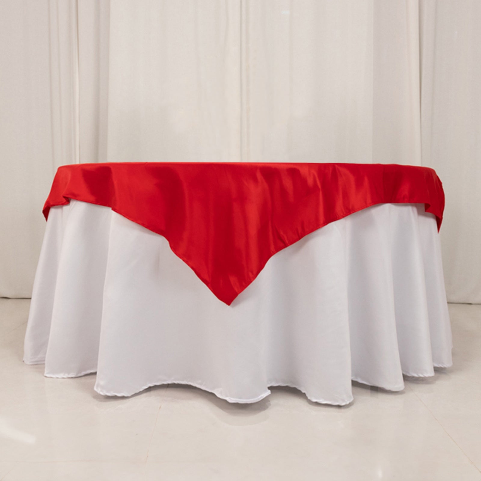 Lamour Satin 54"x54" Table Overlay Square Tablecloth Red - Durable & Silk - Like Table Cover - Bell Racket Store